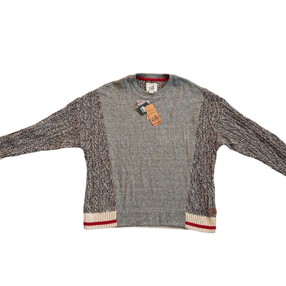 Roots Cabin Collection Sweater Womens XL Grey Cable Knit Mixed Media NWT